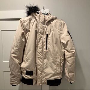Hollister Bomber Jacket Faux Fur Trim Hood